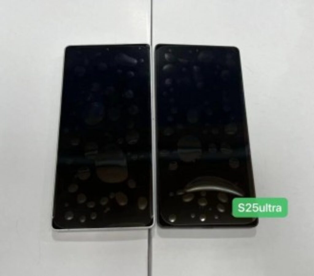 Samsung Galaxy S25 Ultra dummy units showcasing refined design and titanium frame.