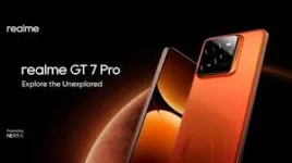 Realme GT 7 Pro featuring premium design in silver and orange finishes with advanced camera module.