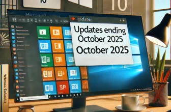 Updates Ending October 2025," alongside a Windows 10 logo and a calendar showing October 2025
