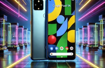 The newly launched Google Pixel 9a showcased on a sleek digital platform with its modern flat-edge design, 120Hz display, and AI-powered camera.