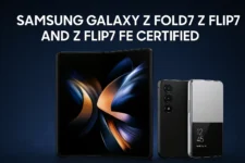 Samsung Galaxy Z Fold7, Z Flip7, and Z Flip7 FE shown during a certification teaser event