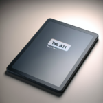Samsung Galaxy Tab A11 budget Android tablet with slim bezels and minimalist design in a studio setting