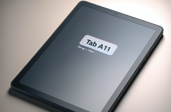 Samsung Galaxy Tab A11 budget Android tablet with slim bezels and minimalist design in a studio setting