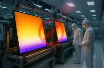 OLED display panel manufacturing line with trade ban warning