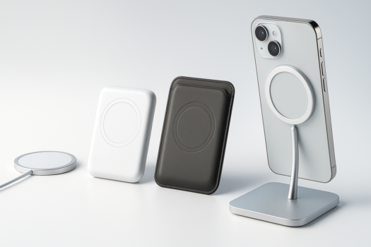 MagSafe accessories iPhone 17 with charger, wallet and stand on desk in the Philippines