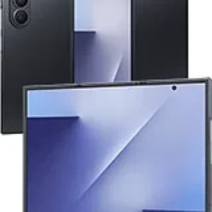 Samsung Galaxy Z TriFold smartphone angled front with folded screen