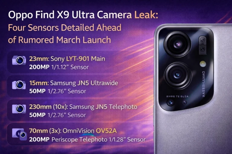 Oppo Find X9 Ultra camera leak showing rumored 200MP sensors