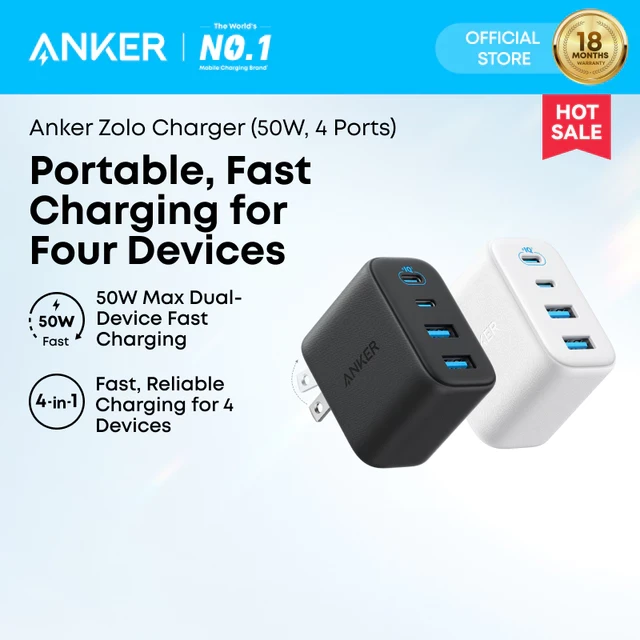 Anker Zolo A121E 50W 4-Port USB-C/USB-A Wall Charger