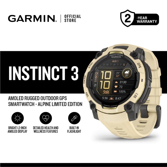 Garmin Instinct 3 AMOLED Alpine Limited Edition GPS Smartwatch